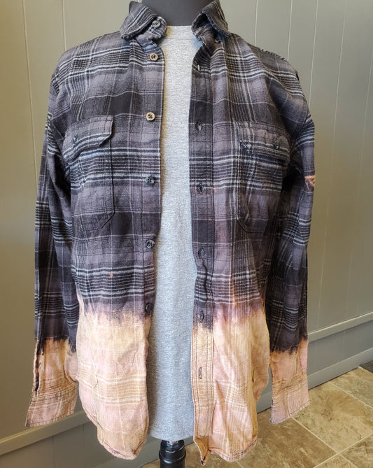 Distressed Bleached Flannel Shirt