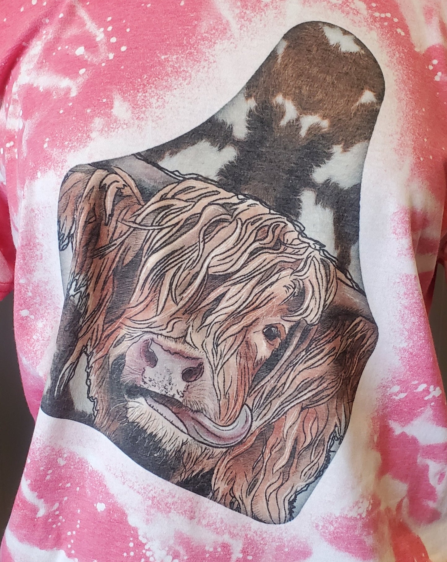 Highland Cow Tag Bleached T-Shirt