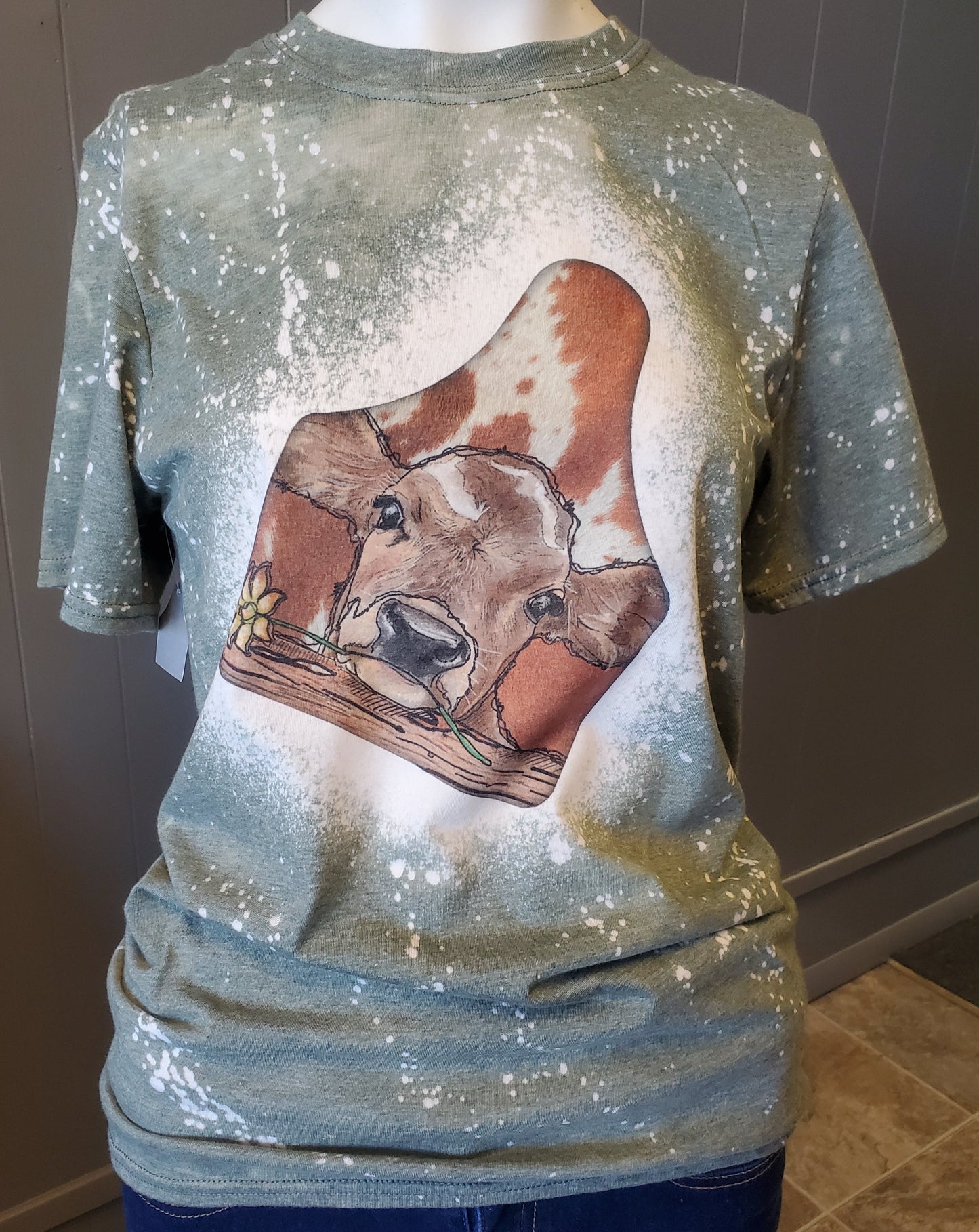 Cow Tag Bleached T-Shirt