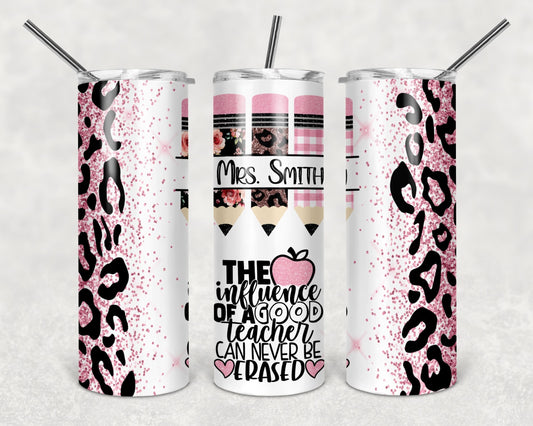 Teacher Influence Glitter Pencil Tumbler