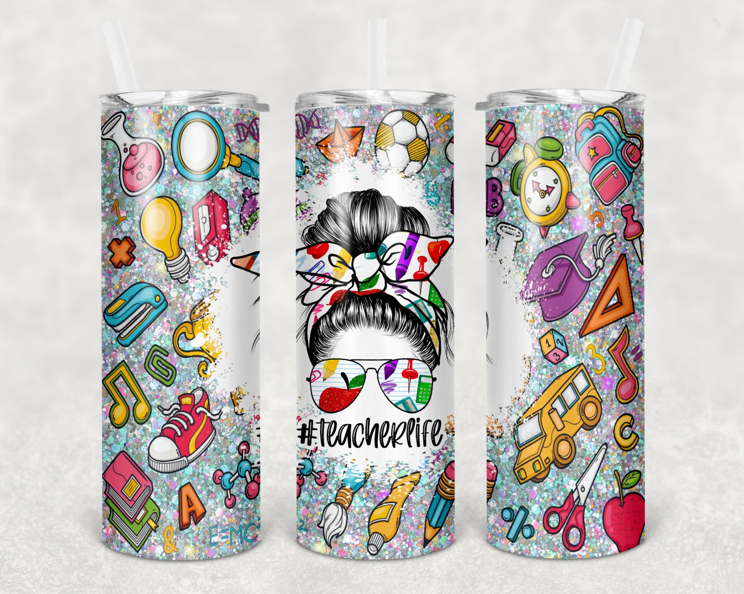 Messy Bun Teacher Supplies Tumbler