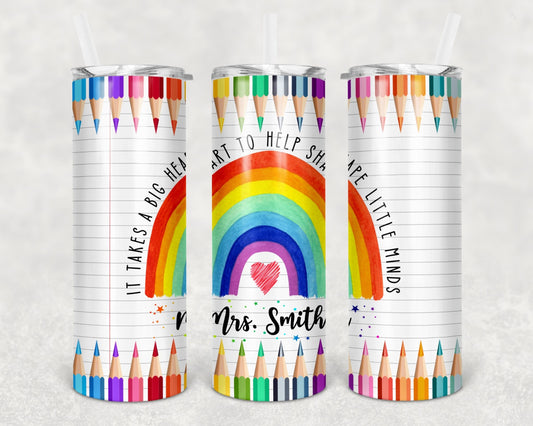 Rainbow & Pencils Teacher Tumbler
